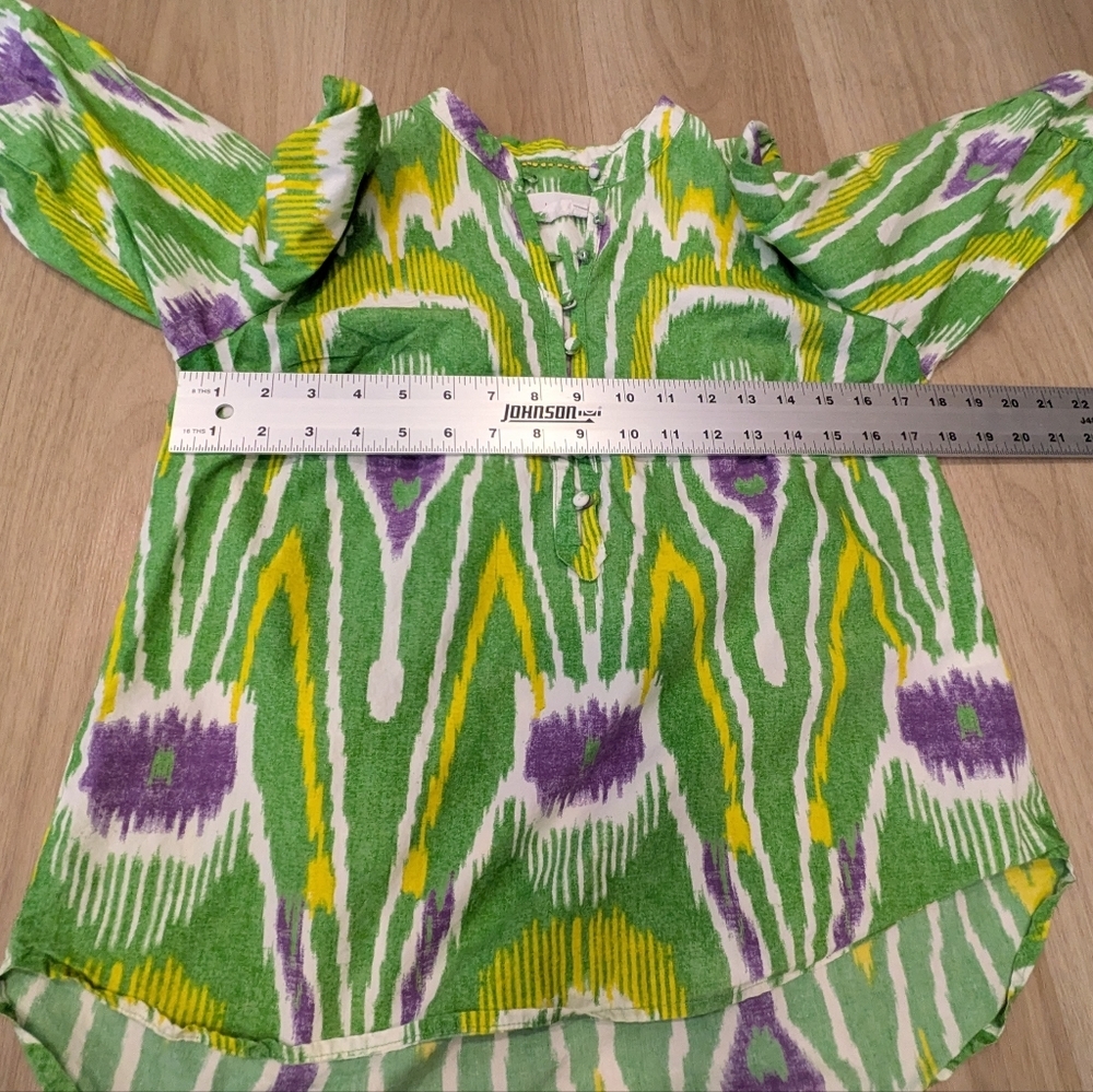 Anthropologie Green And Purple Abstract Blouse Size S - Picture 4 of 7